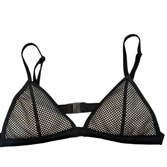 Women’s TRIANGL BLACK WHITE MESH OLLIE NEOPRENE BIKINI TOP SZ SMALL *TOP ONLY - Picture 1 of 10